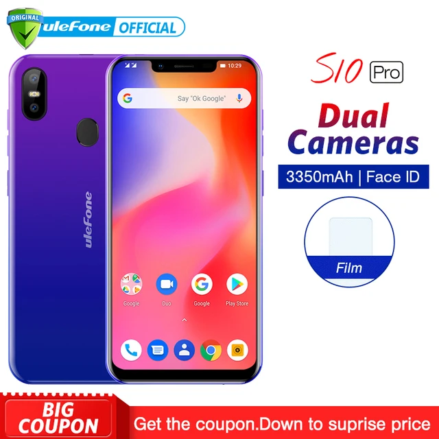 Ulefone S10 Pro мобильного телефона Android 8,1 5,7 дюймов 19:9 MT6739 4 ядра 2 Гб Оперативная память 16 Гб Встроенная память 13MP + 5MP распознавание лица 4G смартфон