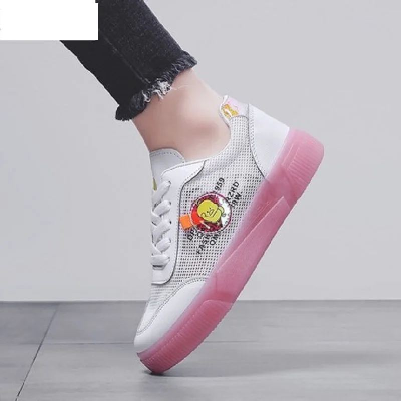 

2019 thick bottom female summer transparent crystal canvas net red laser jelly white shoes super fire frozen shoes casual