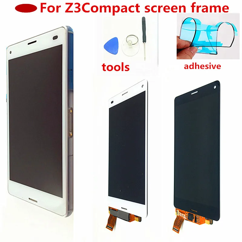 Skup Dla Sony Xperia Z3 kompaktowy dotykowy wyświetlacz lcd D5803 D5833 Digitizer + rama dla Sony z3 mini wymiana ekranu