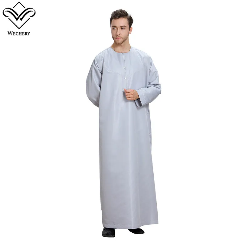 Одежда Wechery для мужчин Saudi Арабская модная свободная однотонная белая серая