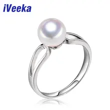 IVeeka joyería 925 anillo de plata anillo de perla natural de agua dulce para las mujeres de compromiso anillos de bodas de regalo