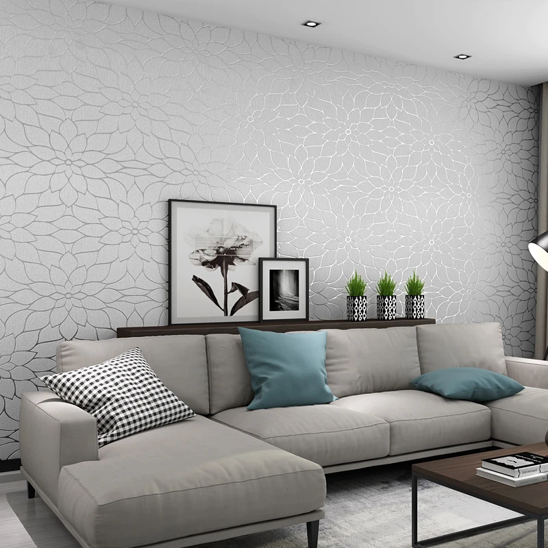 Thick Flocked Modern Simple Lotus Wallpaper For Walls Bedroom Thick Flocked Modern Simple Lotus Wallpaper For Walls Bedroom Living Room Sofa Tv Background Decor Home Wall Paper Rolls In Wallpapers From