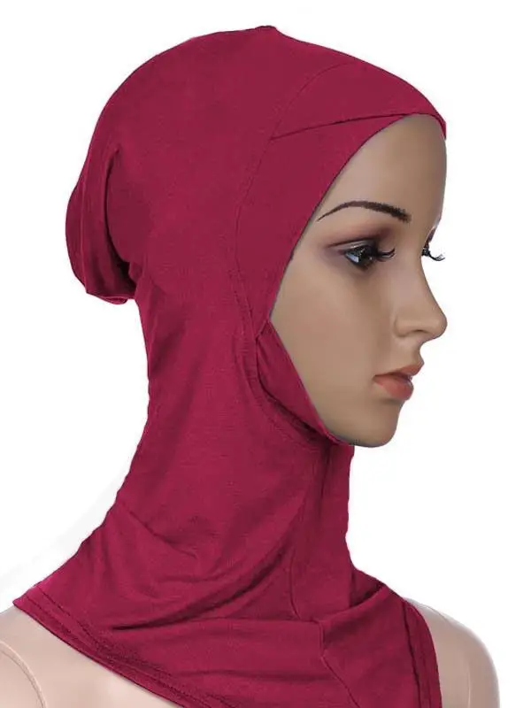 Muslim Women Under Scarf Hat Cap Soft Bone Bonnet Ninja Hijab Islamic Lady Neck Cover Niquabs Ramadan Beanies Amira Middle East - Цвет: Purple Red