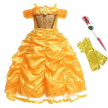 

Girls Princess Belle Dress up Costume Children Cosplay Beauty and the Beast Fancy Dresses Kids Birthday Party Halloween Clothes