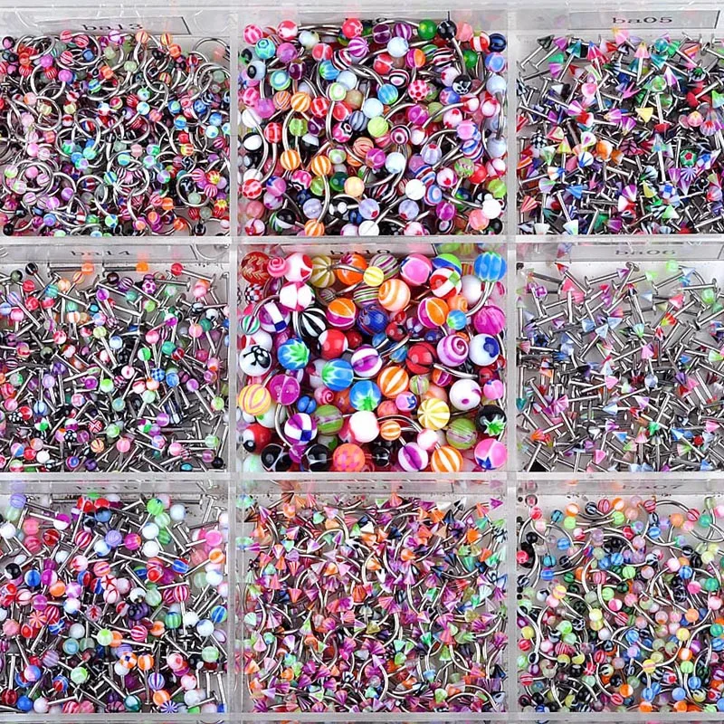 90pcs/Lots Mixed Acrylic Assorted Ball Tongue Nipple Bar Ring Barbell Piercing Tongue Stainless Steel Body Jewelry Wholesale 90pcs/Lots Mixed Acrylic Assorted Ball Tongue Nipple Bar Ring Barbell Piercing Tongue Stainless Steel Body Jewelry Wholesale