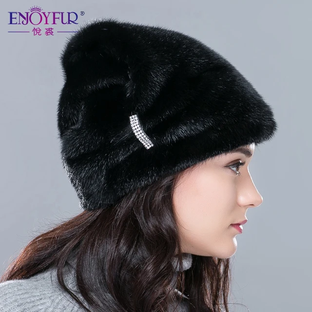 Cheap Russian winter fur hat for women real mink fur hat with diamond 2015 top selling women fur cap fashion high-end  ear protector