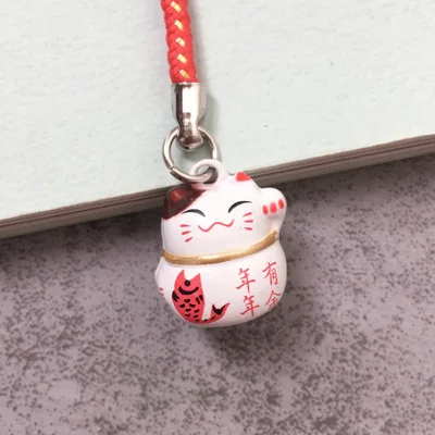 100 шт kawaii mini Maneki Neko bell lucky cat очаровательный сотовый телефон кулон аксессуары декоративный гаджет телефон брелоки ремешки