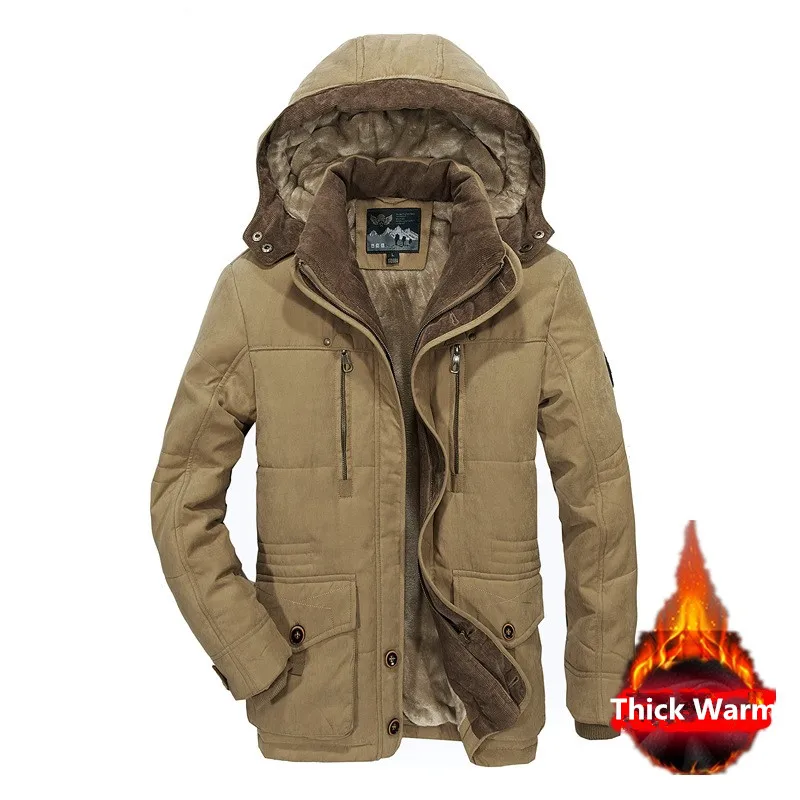 

Winter Military Jackets Men 5XL 6XL Thick Warm Cotton-Padded Jacket Parka Fleece Casual Coat With Hooded Windbreaker Jacket Men
