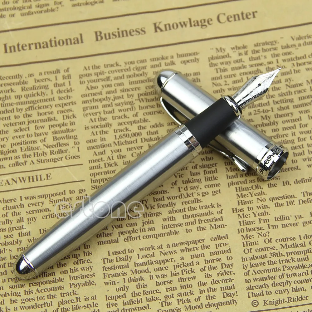 Jinhao X750 Stainless Steel Medium Silver 18KGP Nib Fountain Pen New