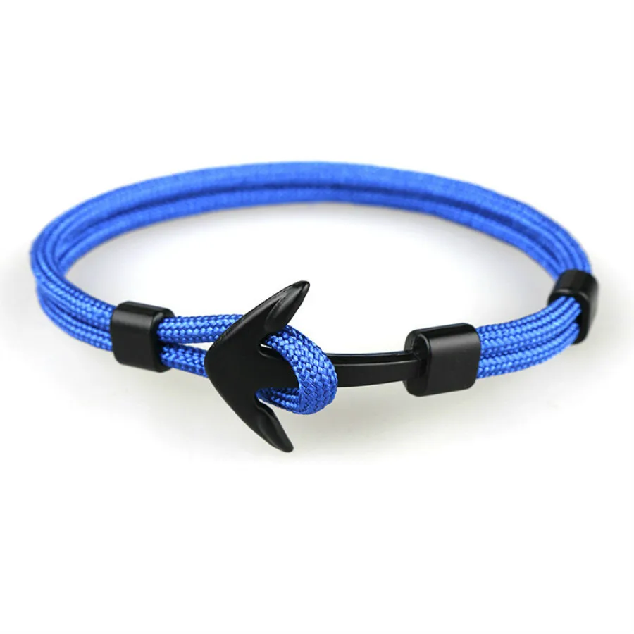 Новые модные синие браслеты с якорем для мужчин веревка выживания стандартный