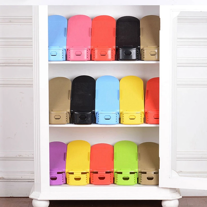 New-Creative Thicken Storage Shoe Rack Double Layer Shoes Shelf Shoes Cabinet Organizer Storage Colorful Set Adjustable shoe r