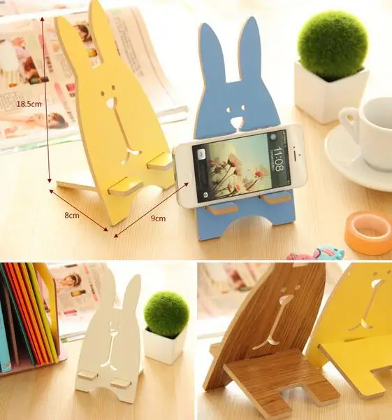 

Jailbreak rabbit mobile phone bracket Korean wooden lazy bed phone holder charging bracket for iphone for Android phone stents