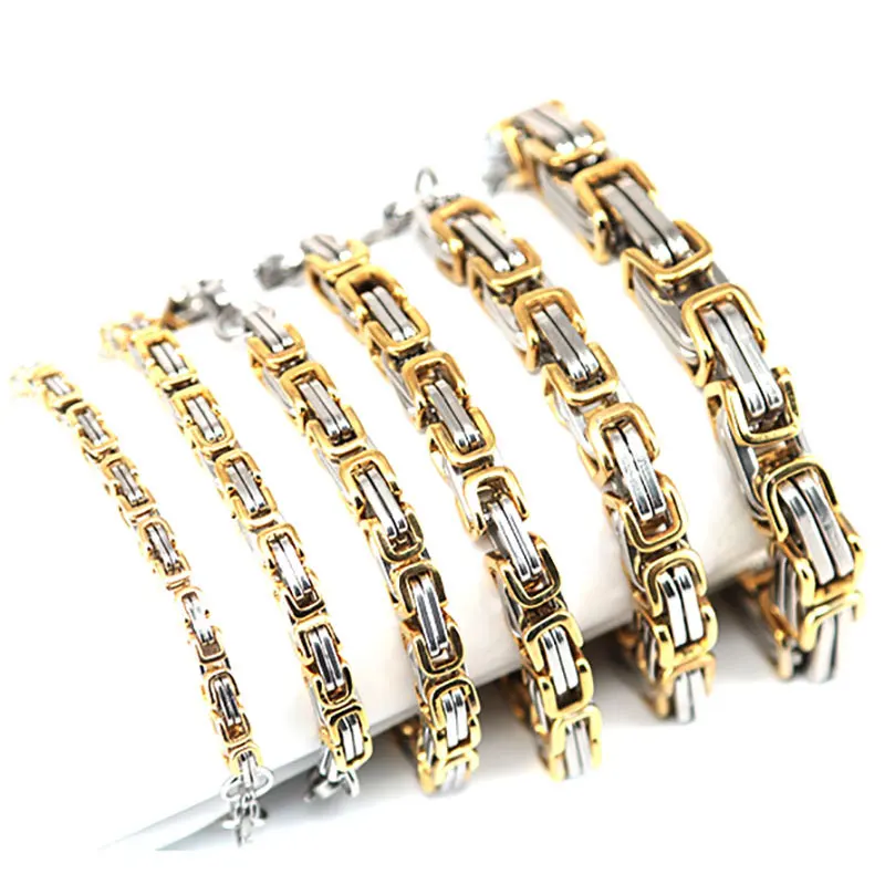 Мужская цепочка серебристого и золотого цвета из нержавеющей стали 316 22 см 4 мм 5 6 7