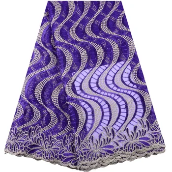 

Purple Nigerian French Lace Fabrics 2019 African Tulle Lace Fabric High Quality African Mesh Tulle Lace Wedding Fabric Y1442