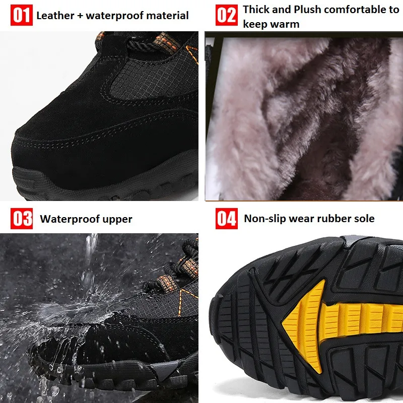 Мужские ботинки на меху; коллекция года; теплые водонепроницаемые зимние ботинки; Мужская Рабочая обувь; модные резиновые ботильоны