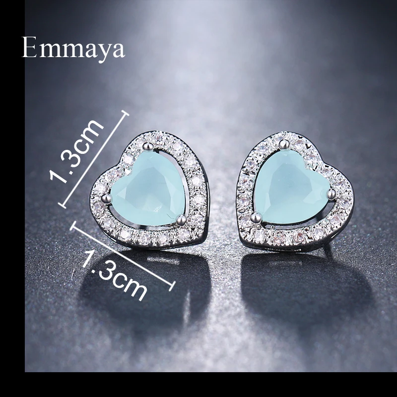 Серьги гвоздики Emmaya в форме сердца женские милые украшения из белого золота