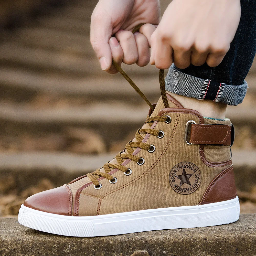 

Newest Spring Autumn Shoes Men Skateboarding Shoes High Top Men High Pipe Retro Comfortable Men's Skateboarding Shoes Sport
