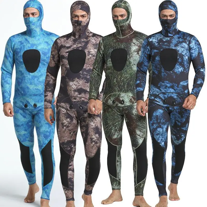 

Men 3mm spearfishing wetsuit diving suit camo neoprene Split wetsuits Fishing and hunting Camouflage Winter surfing clothing