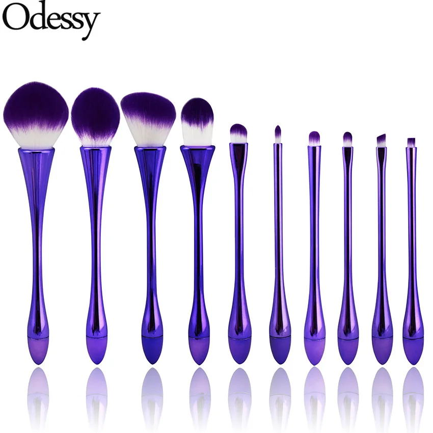 

ODESSY 10PCS Goblet Shaped Purple Makeup Brushes Set with Powder Foundation Concealer Contour Blending Eyeshadow Lip Brush kit