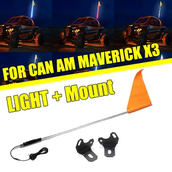 

KEMIMOTO 5FT 20 Color LED Flag Antenna Whip Lighted+Mount Bracket for Cam Am MAVERICK X3 2017 2018 2019