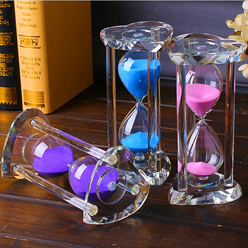 Crystal Hourglass Timer Table Decoration Creative Personalized Living Room Wine Cabinet Display Home Decor Business Gift Box