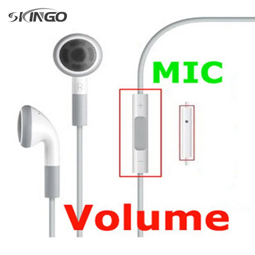 Stereo Earphone With Mic Volume Control For Iphone 4 4s 5s 6 Handsfree