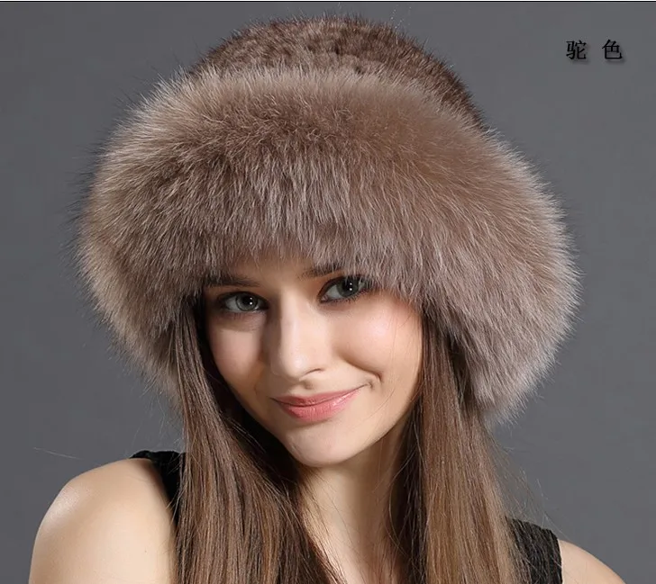 

New Genuine real natural knitted Mink Fur Hat Cap women hand made knit Fashion Winter Headgear