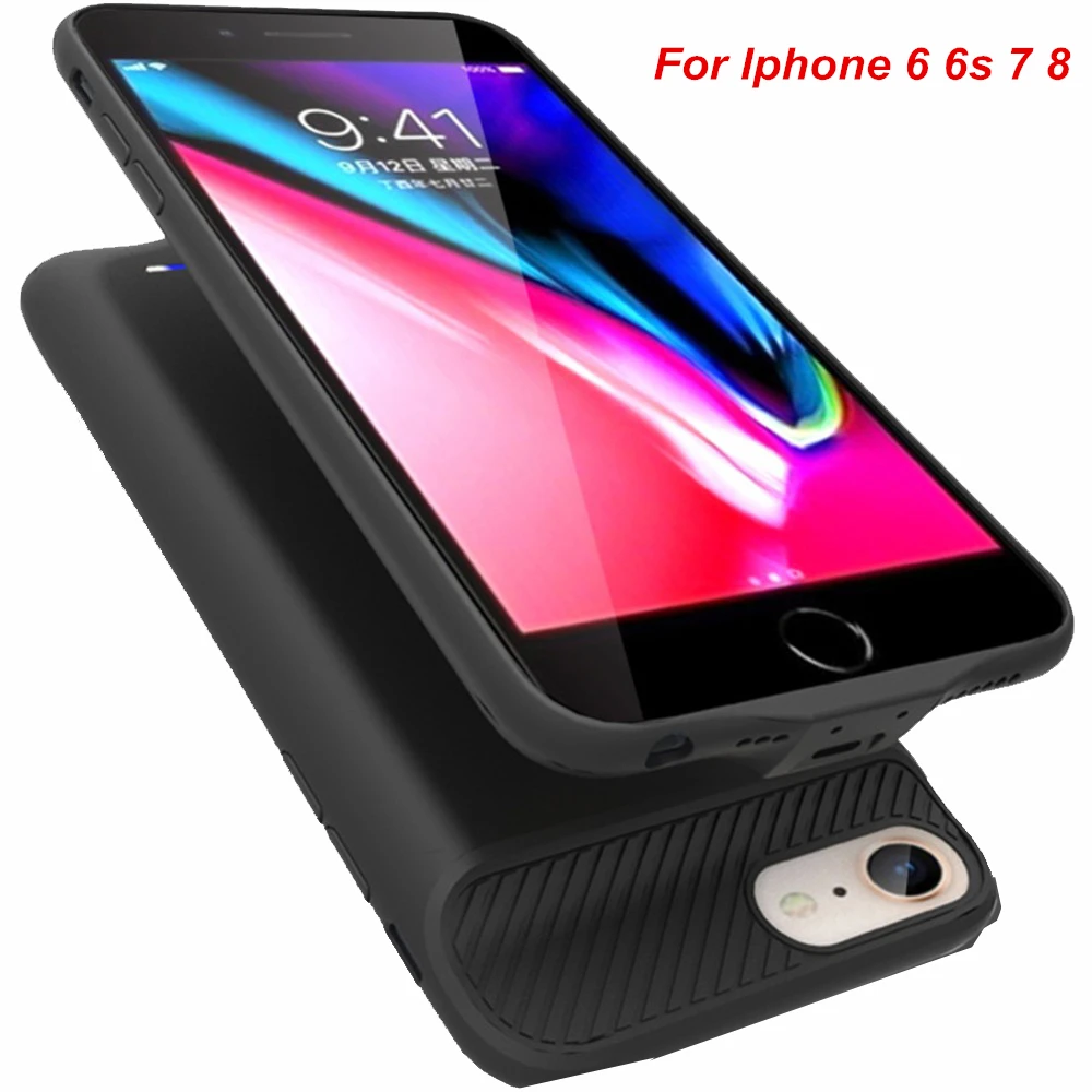 Para iphone de batería de 3800 Mah, carcasa de cargador, funda de teléfono inteligente de carga inalámbrica, 6s para iphone 6 7 8 Batería Externa, funda de cargadores de batería| - AliExpress
