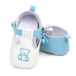 Для новорожденных и пуговицы из искусственной кожи обувь милые лодка Мишка животных первые ходунки обувь Осенняя обувь 0-18 M
