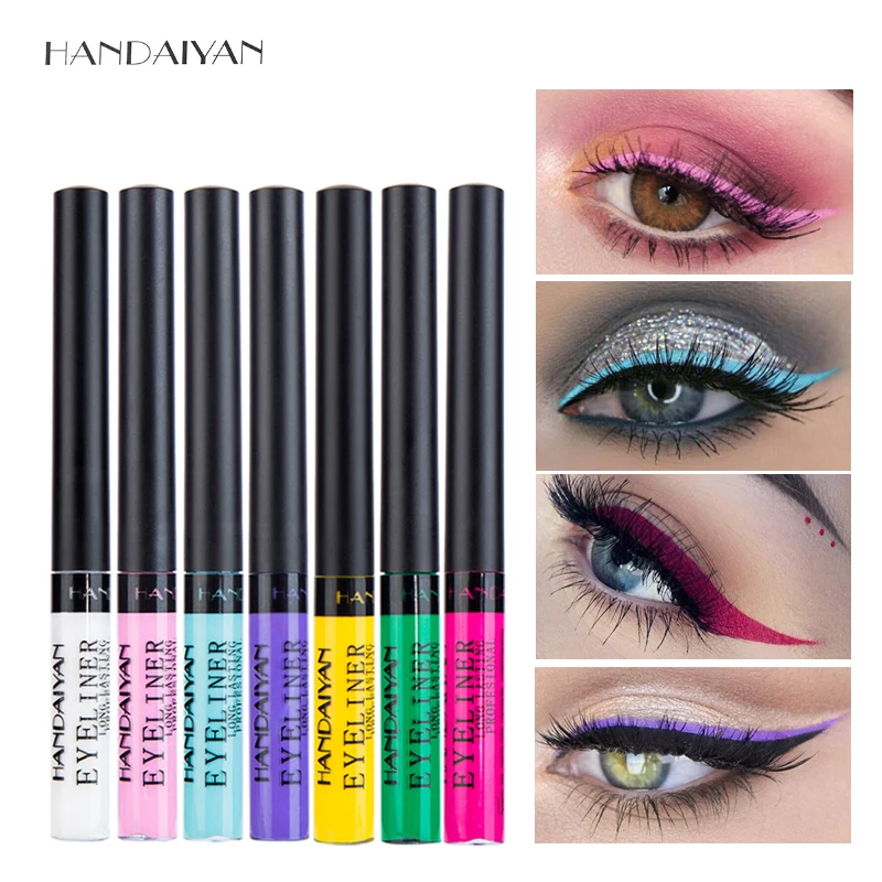 

HANDAIYAN Colorful Liquid Eyeliner Matte Tint Long Lasting Waterproof White Blue Eye Liner Makeup Easy To Wear Party Cosmetics