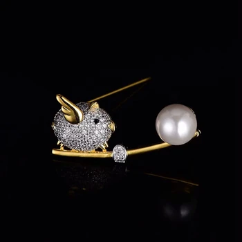 

Promotion Adorable Piggy Pure 925 Sterling Silver Freshwater Pearl Brooch Women Lucky Animal Flying Pig Brooch Pin Jewelry