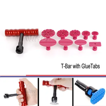 

WHDZ Tools T-Bar Hand Dent Puller Kit with 10pcs Red GlueTabs Hand Tool Household Tool Set Paintless Dent Repair Kit