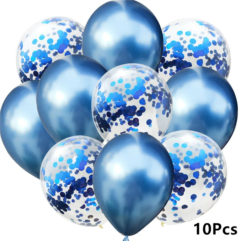 10 шт смешанные шары с золотыми конфетти золотые конфетти из фольги прозрачный шар День рождения ребенка душ Свадебная вечеринка украшения шары - Цвет: blue