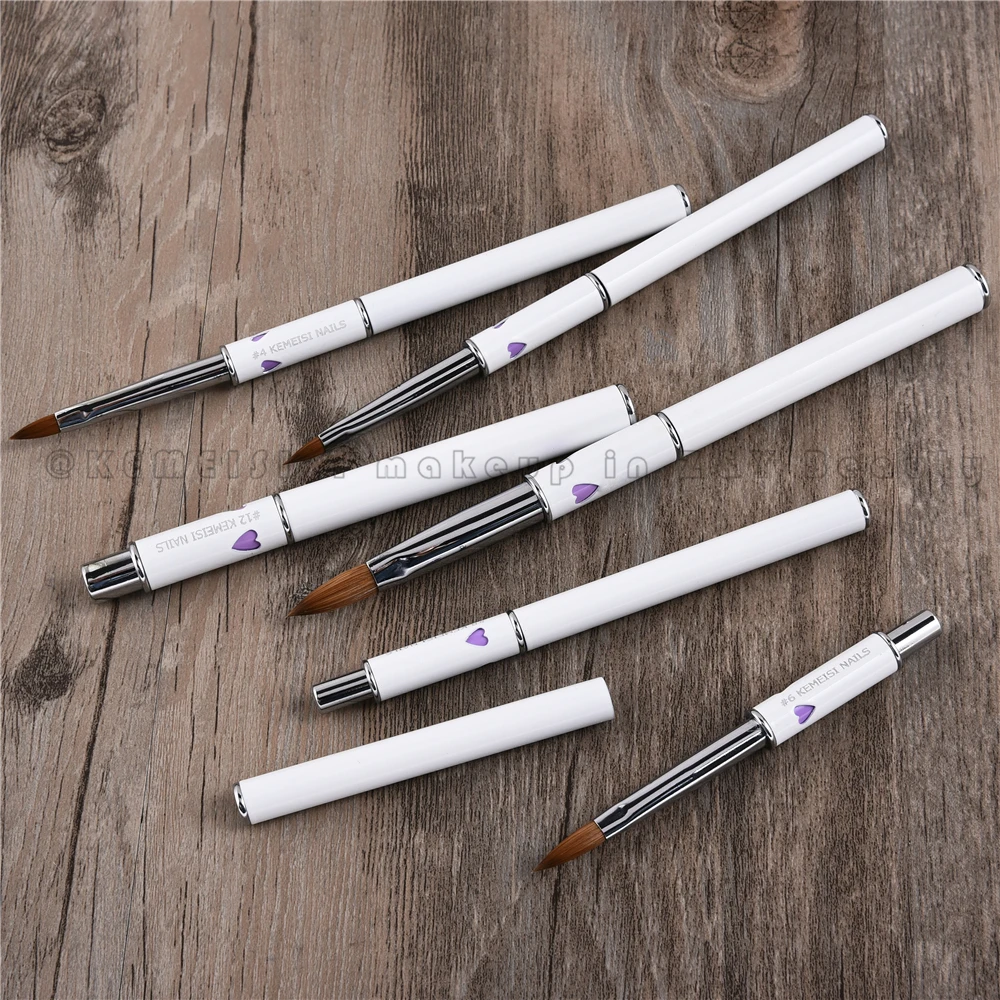 KEMEISI фиолетовое Сердце Кисть для ногтей с колпачком белая ручка обжимной размер 2,4, 6,8, 10,12 можно выбрать N19105