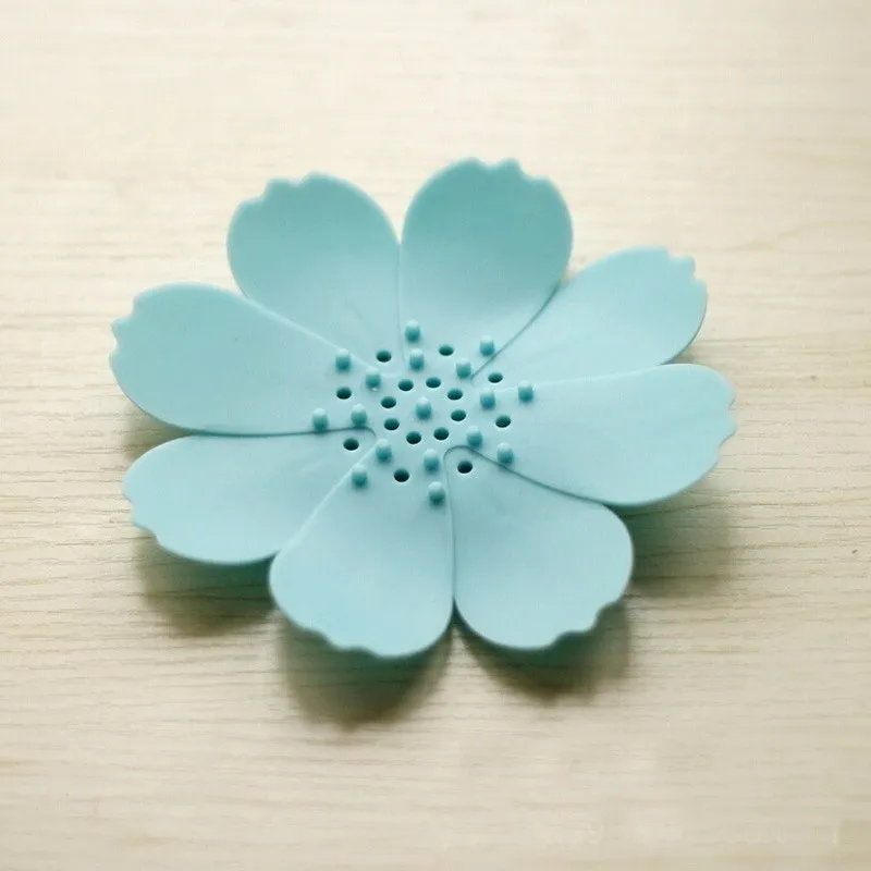 1pc Soap Dish Hole Drain Silicone Soap Box Cute Flower-shaped Home Decor Holder Bathroom Accessories  (5)