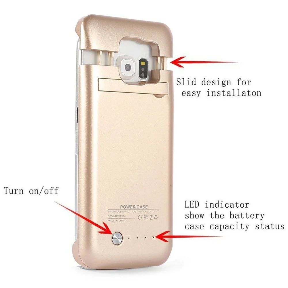 Внешний резервный источник питания портативное зарядное устройство адаптер батарея чехол для samsung Galaxy S6 S6edge Plus золото