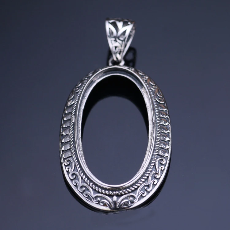 

19*40mm 925 STERLING SILVER women Semi Mount Bases Blanks base blank pendant charm Setting wedding jewelry findings diy A2185