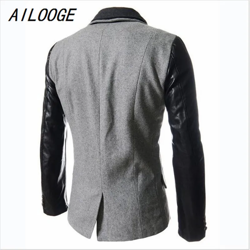 AILOOGE, Новая Мода, зимние мужские костюмы, пылевое пальто для мужчин, приталенное Однотонное шерстяное мужское пальто, мужские повседневные Костюмы, 3 цвета, m-xxl