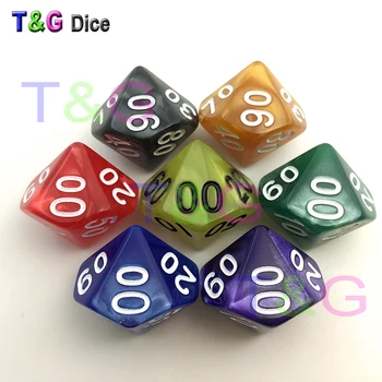 

5pcs/set T&G Random 5 pieces D10% Dice Set with Marble effect,number 00-90 boardgames Dice