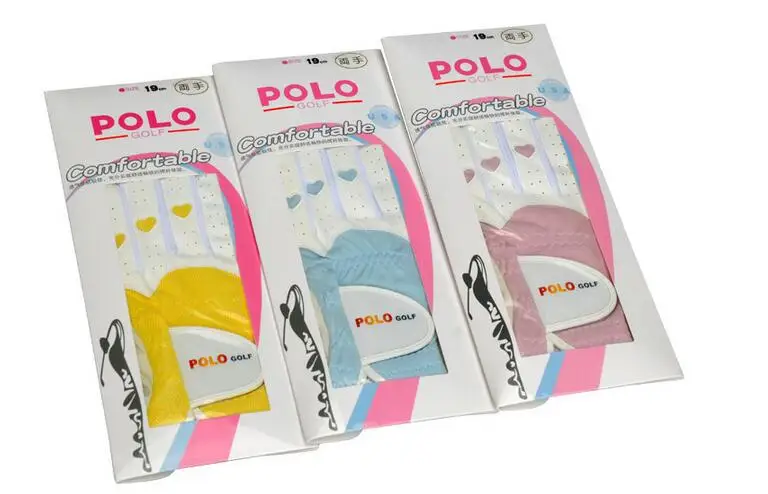 Поло Гольф женские спортивные перчатки женские красочные кожаные ПУ мягкие дышащие износостойкие перчатки для гольфа