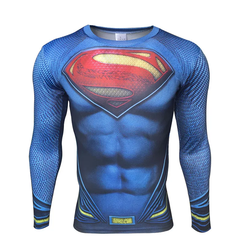 

Compression Shirt Batman VS Superman 3D Printed T-shirts Men Raglan Long Sleeve Cosplay Costume Fit Tops Male