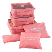 6 teile/satz Mode Doppel-reißverschluss Wasserdicht Polyester Männer und Frauen Gepäck Reisetaschen verpackungs cubes