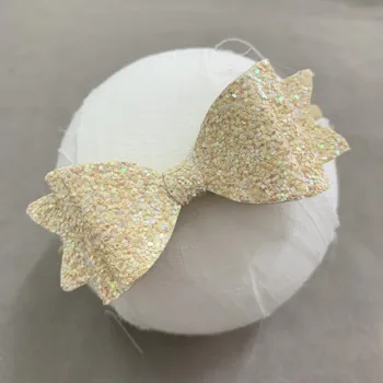 

20pcs/lot Solid Glitter Bow Nylon Headband Soft Hair Band For Baby Girls Infant Hair Accessory