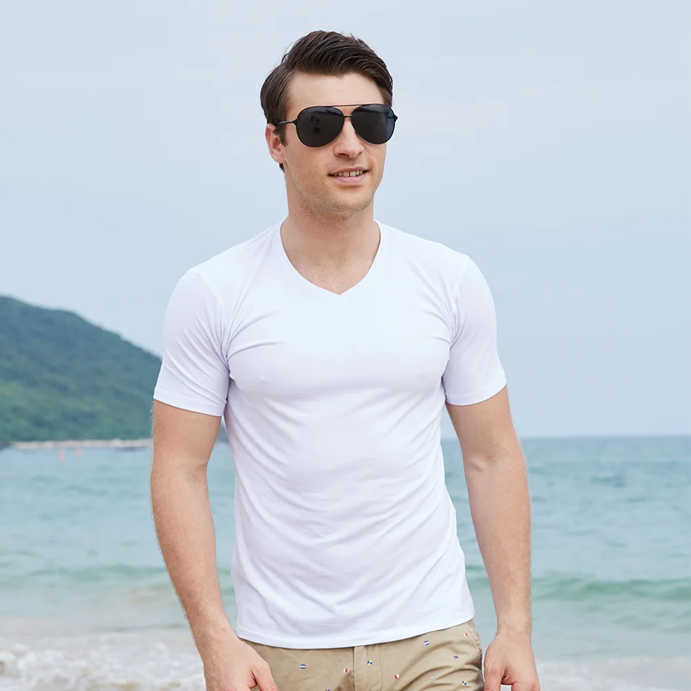  Fashion 2018 Summer 100% Cotton Breathable Pure Color T Shirt Men Short Sleeve Casual Male Tops Brand Clothing High Quality (14)