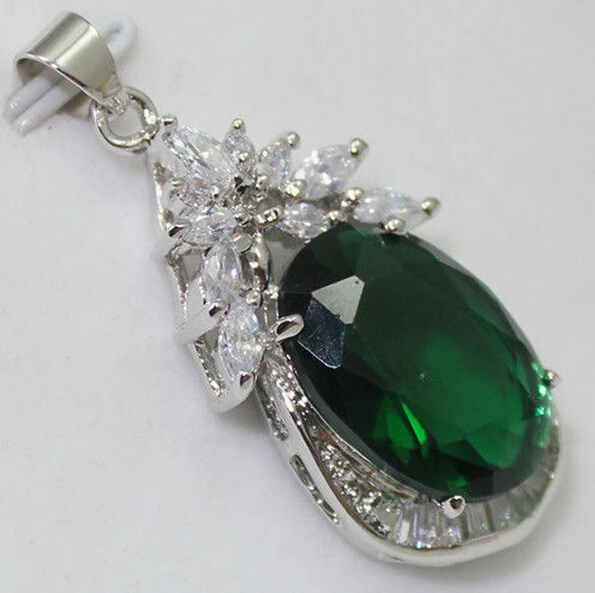 DYY 1103+++6 color! noblest green oval zircon 18KGP pendant | Украшения и аксессуары