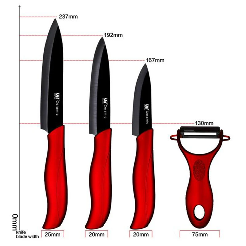 XYj наборы кухонных ножей Керамические ножи 3 4 5 6 дюймов шеф-повара ножи для нарезки фруктов, овощей Овощечистка ABS+ TPR эргономичная ручка кухонный нож