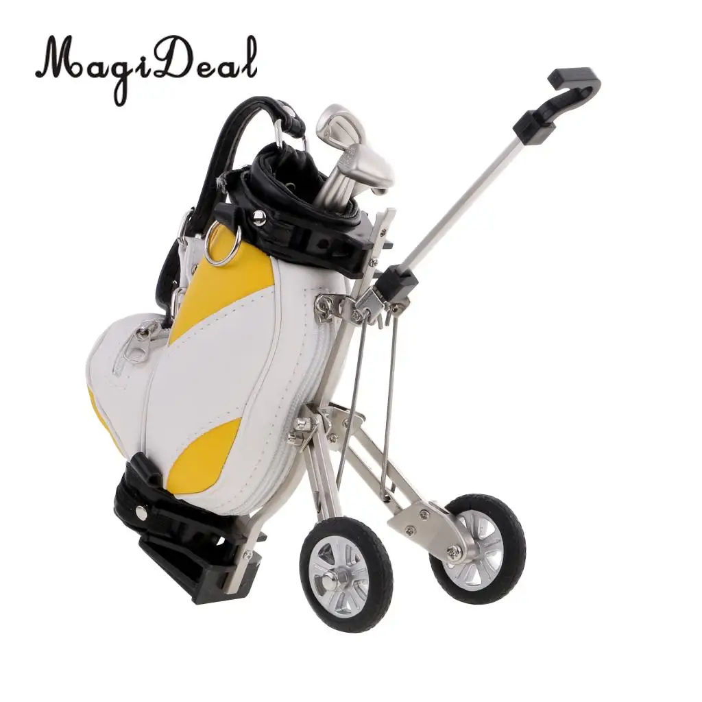 MagiDeal Mini Desktop Golf Cart Bag Holder and Golf Club Pen Home Office Novelty Gift - Send in Random Color