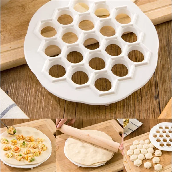 

New Design Kitchen DIY Eco Friendly Fast Make Dumplings Tool Jiaozi Machine Pastry Tool plastic 19 Holes Dumplings Maker Mold