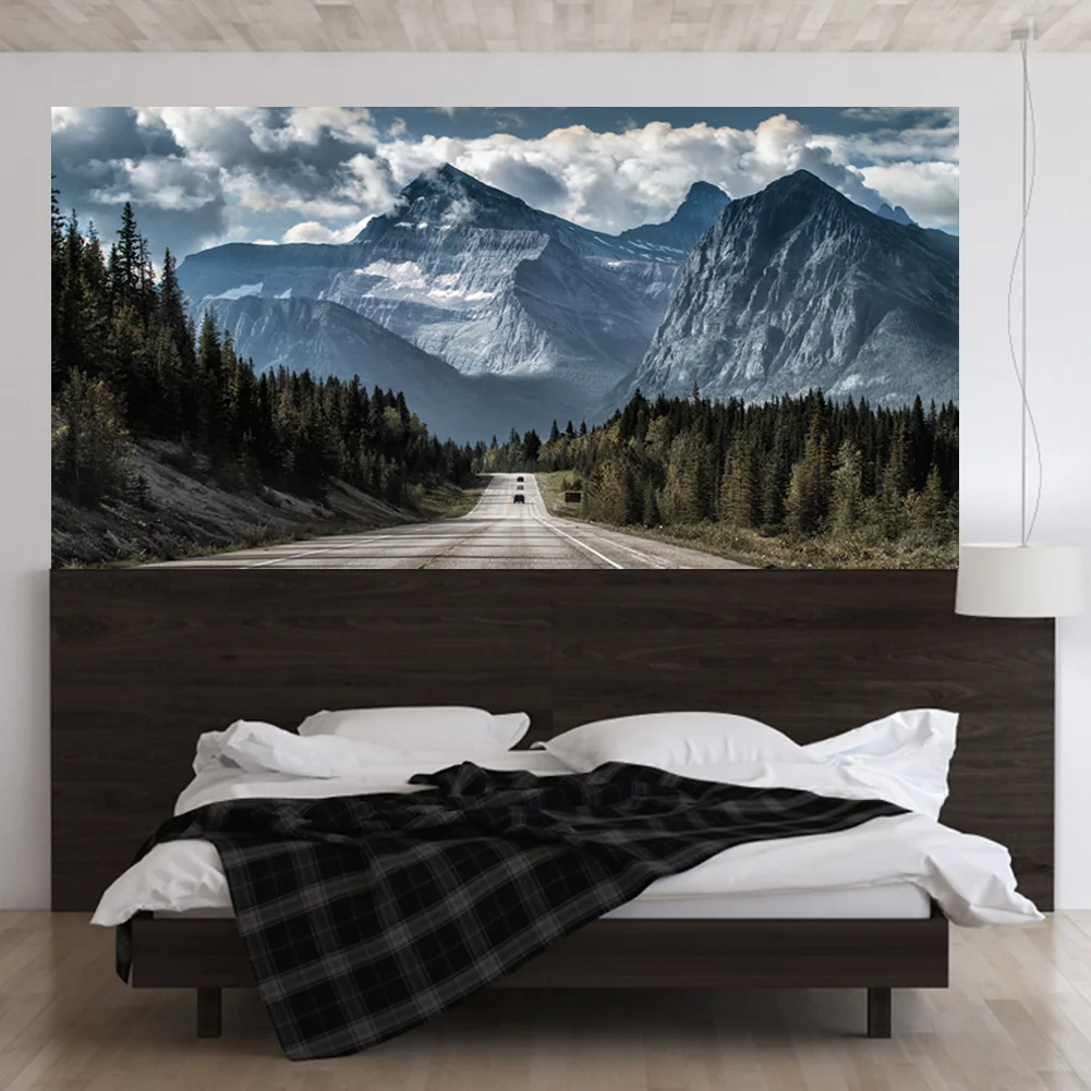 

Creative Bed Head Decoration 3D Wall Stickers Highway Snow Mountain Pattern for Bedroom Decor Large Size DIY Mural Art Pictures