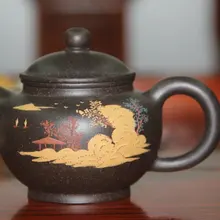 Китайский чайный набор Исин, заварочный чайник, окрашенный грязью, черный Zhu Mud yi xing, чайник для пуэр, черный улун, dahpngpao, чай, около 216 мл